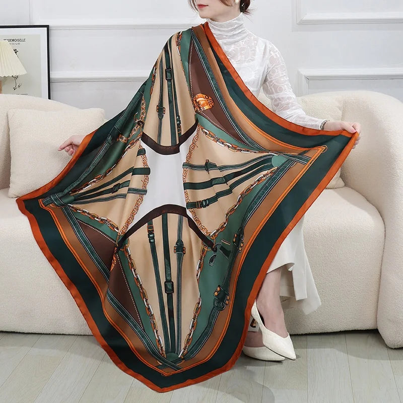 Large Imitation Silk Travel Scarf | 110x110cm Beach Sarong Wrap | Bikini Cover-Up for Women - Style Heaven