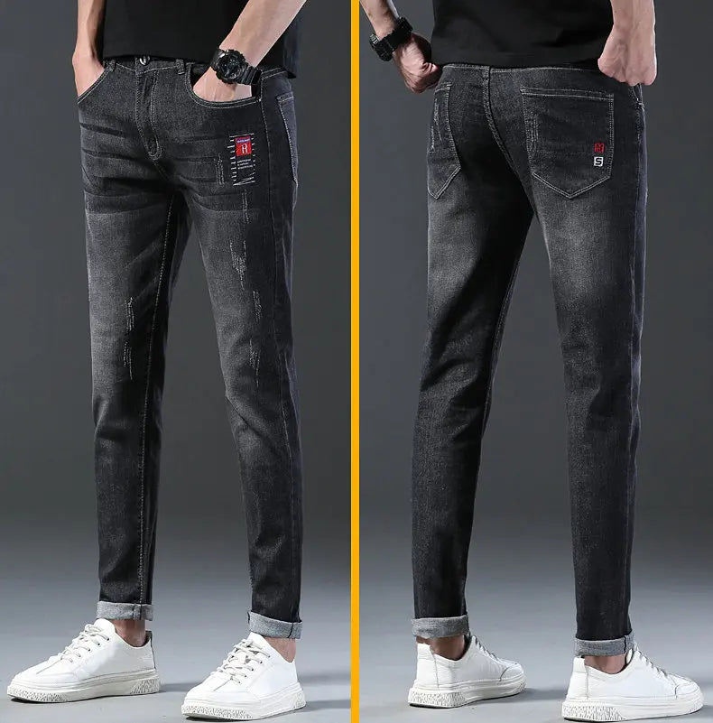 2024 Men’s Fashion Korean Style Straight-Leg Grey Denim Jeans Style Heaven