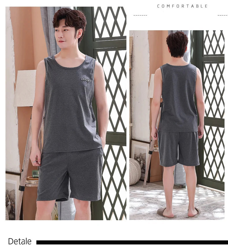 Men's Plus-Size Summer Pajama Set – Short Sleeve & Shorts Sleepwear Style Heaven