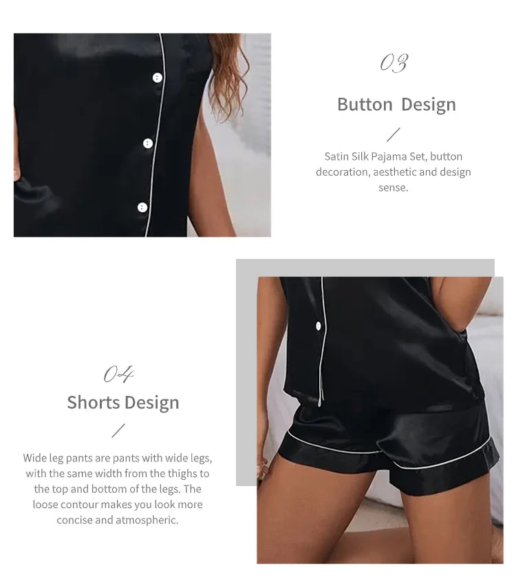 Silk Satin Pajama Set – Elegant 2-Piece Button-Down Sleepwear Style Heaven