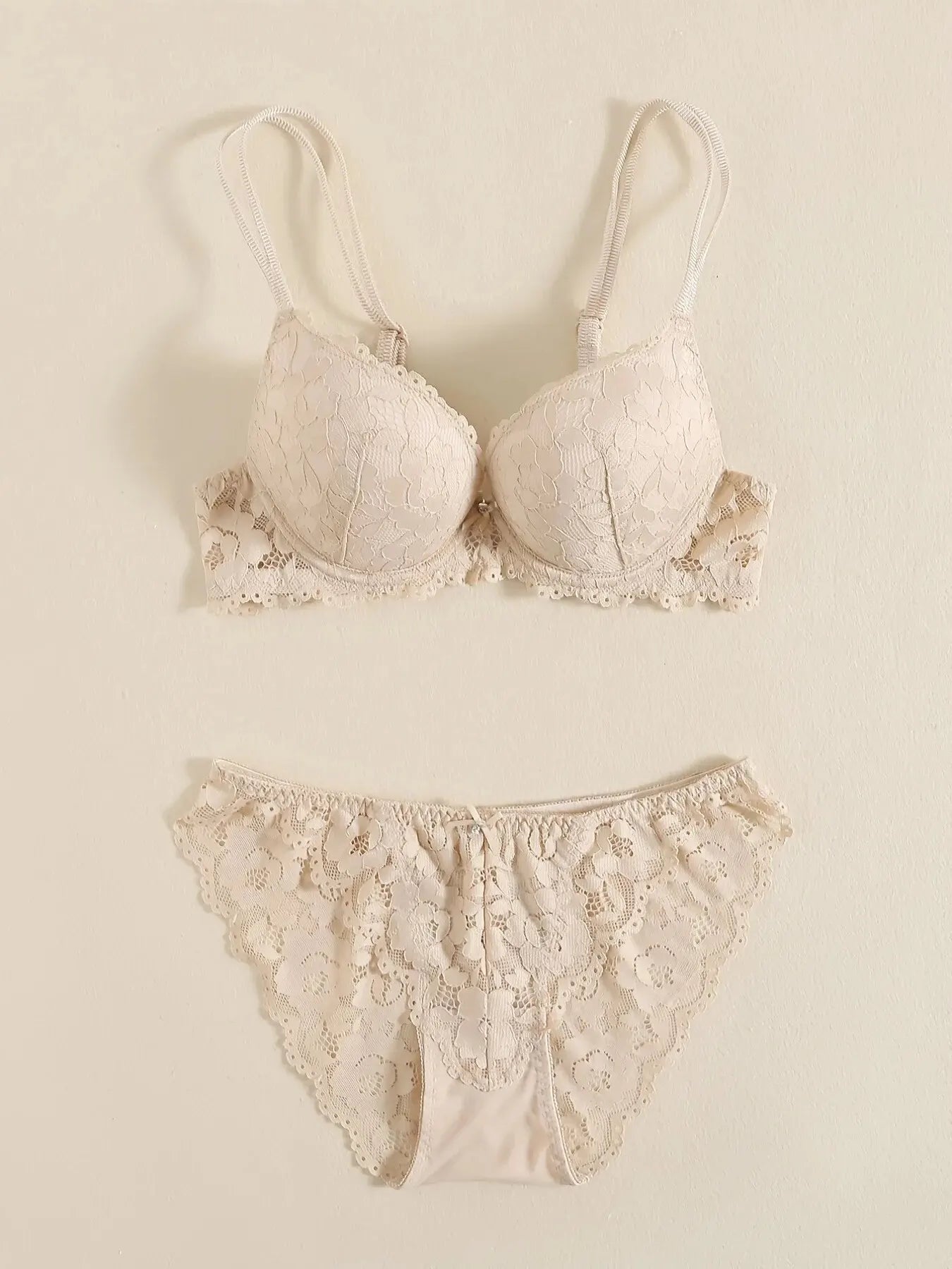 Elegant Lace Embroidery Lingerie Set – Push-Up Bra & Sheer Panty, Breathable Fabric, Perfect for Valentine's Day Style Heaven