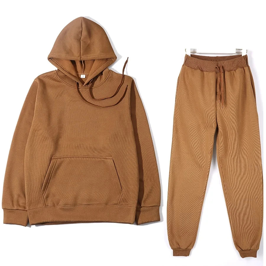 Unisex Casual Tracksuit Set – Hoodie & Sweatpants 2-Piece Warm Jogging Suit Style Heaven