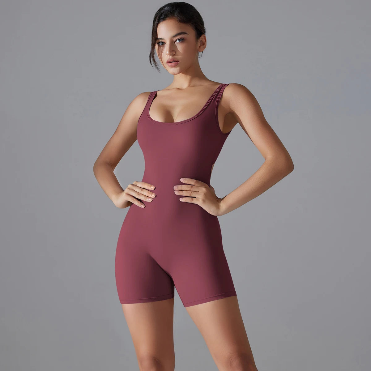 V-Back Scrunch Sports Jumpsuit – Sleeveless One-Piece Gym & Yoga Bodysuit for Women Style Heaven