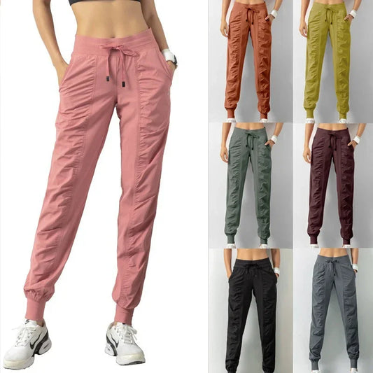New Sweatpants Fabric Drawstring Running Sport Joggers Women Quick Dry Athletic Gym Fitness with Two Side Pockets Exercise Pants Style Heaven