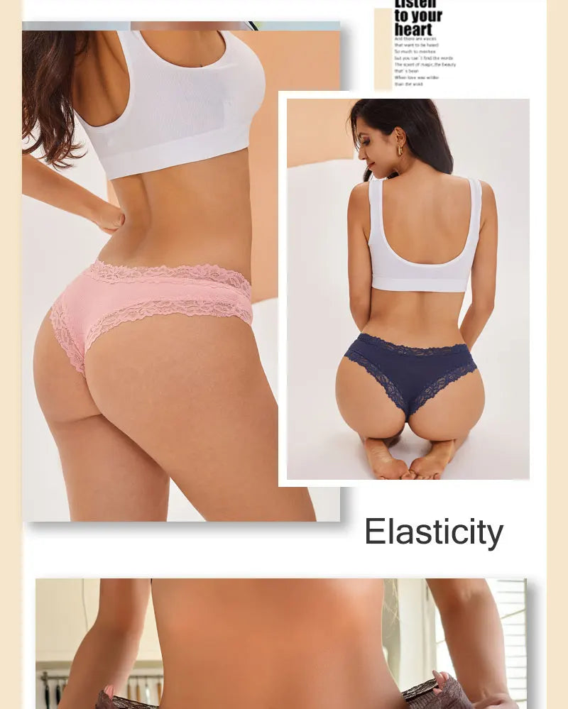 5-Pack Lace Seamless Cotton Panties – Ribbed Brazilian Style | S–XL Style Heaven