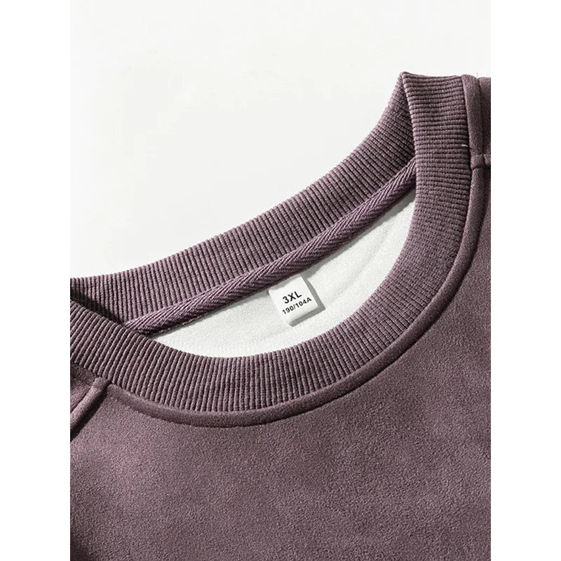 Men’s Purple Suede Sweatshirt – Baggy O-Neck Casual Long Sleeve Top for Autumn & Winter 2025 - Style Heaven