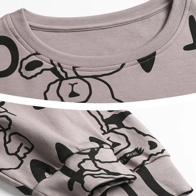 Men’s Plus Size Cartoon Bear Pajama Set – Cozy Striped Long-Sleeve Loungewear - Style Heaven