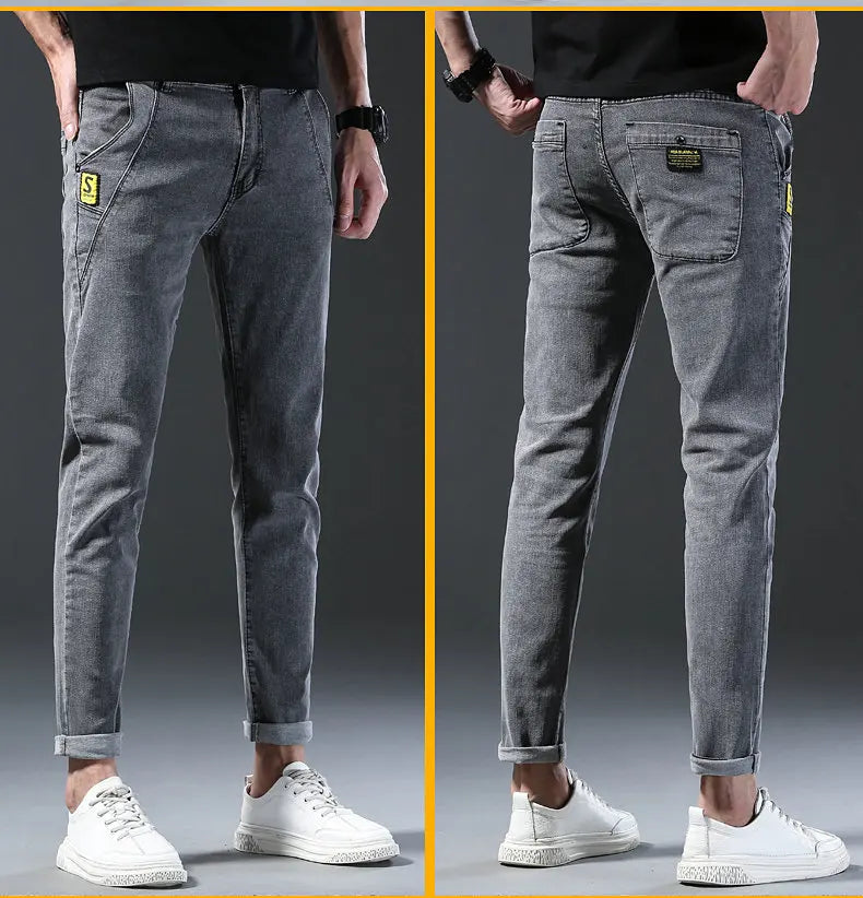 2024 Men’s Fashion Korean Style Straight-Leg Grey Denim Jeans Style Heaven