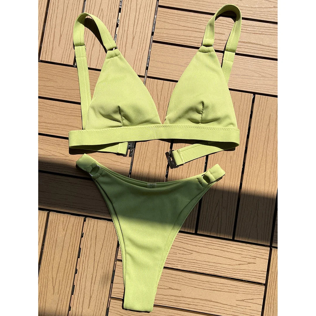 Sexy High Leg Cut Ribbed Bikini – Padded Two-Piece Swimsuit for Women – Chic Bathing Suit for Pool & Beach Style Heaven