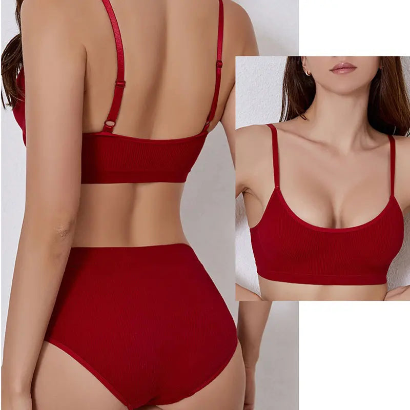 Seamless Push-Up Bralette & Panty Set – Sporty Crop Tank Style | S–XL Style Heaven