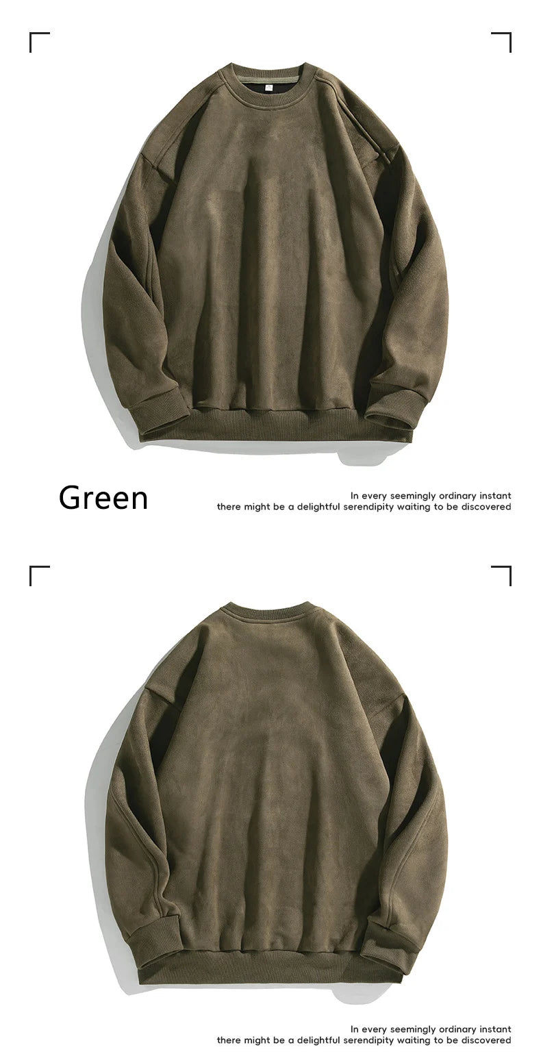 Men’s Purple Suede Sweatshirt – Baggy O-Neck Casual Long Sleeve Top for Autumn & Winter 2025 - Style Heaven