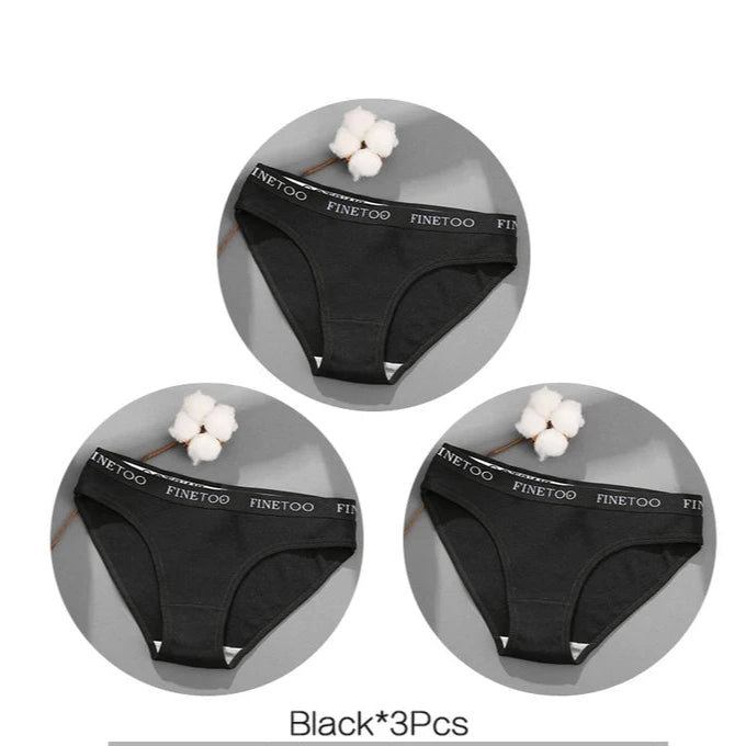 FINETOO 3-Piece Women's Cotton Underwear Set – Soft & Sexy Solid Color Panties - Style Heaven