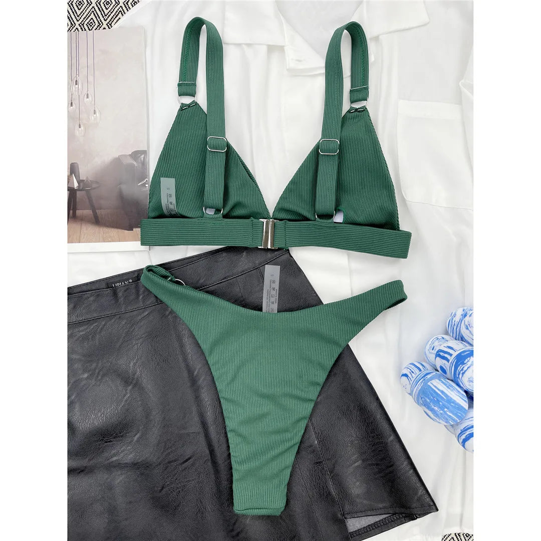 Sexy High Leg Cut Ribbed Bikini – Padded Two-Piece Swimsuit for Women – Chic Bathing Suit for Pool & Beach Style Heaven