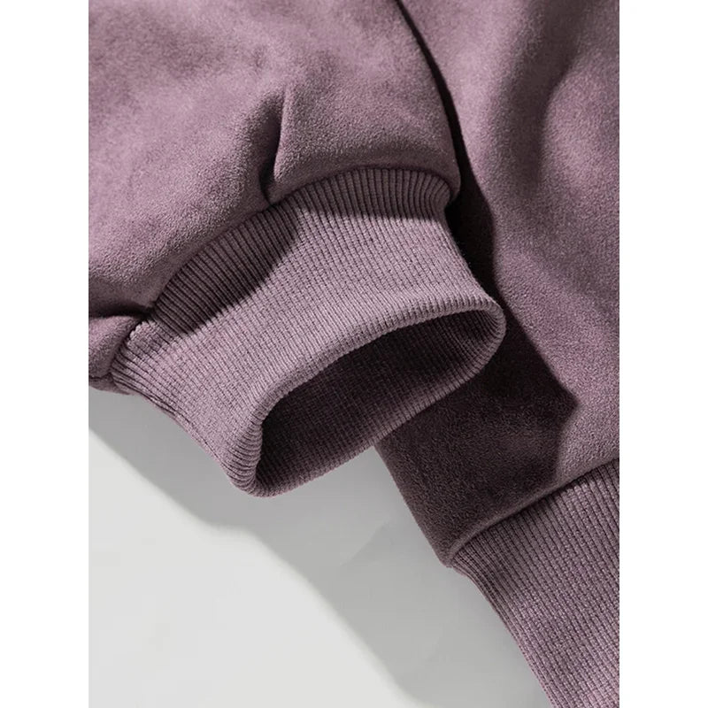 Men’s Purple Suede Sweatshirt – Baggy O-Neck Casual Long Sleeve Top for Autumn & Winter 2025 - Style Heaven