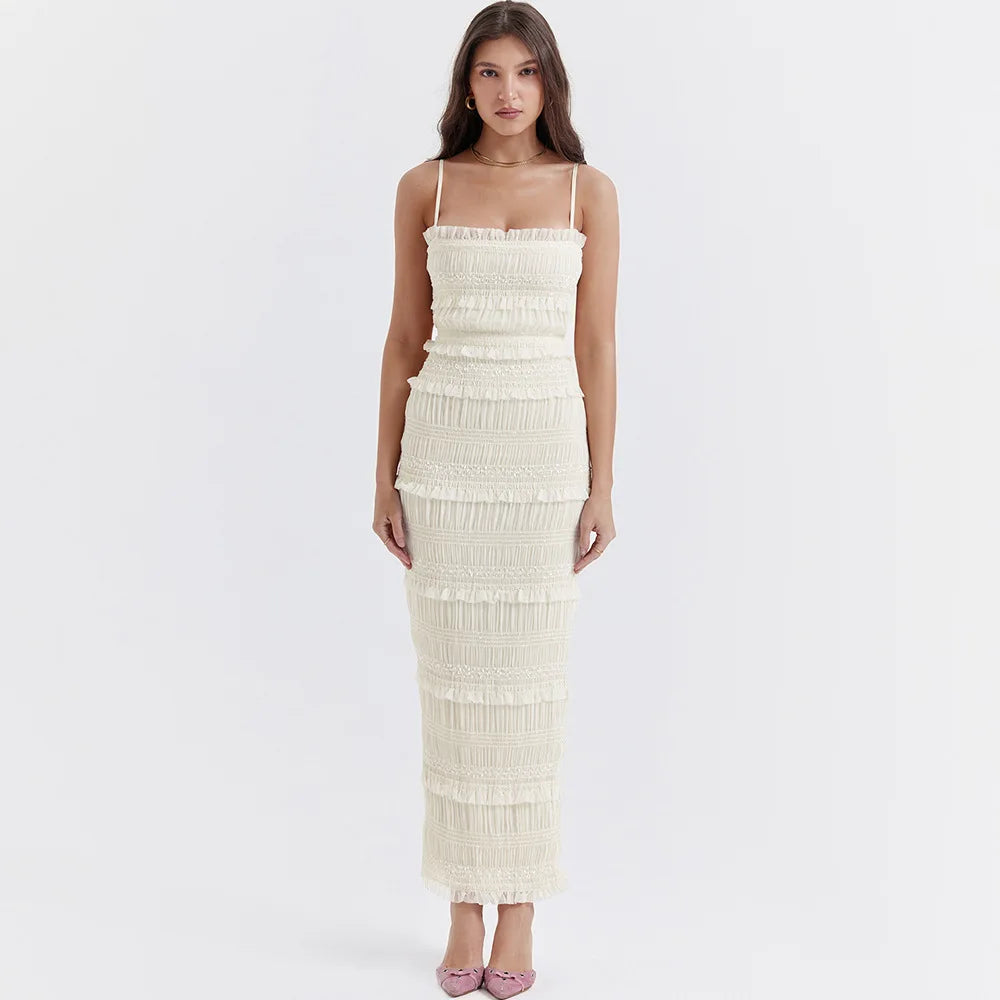 Suninheart Summer Maxi Spaghetti Strap Wedding Bride Dress – Elegant Formal Occasion Slim Fit Party Evening Gown for Women Style Heaven