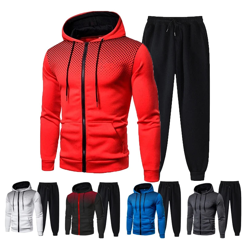 Men’s Solid Color Fleece Sweater & Jogger Pants Set – Casual Zipper Hoodie & Sweatpants Sportswear (Autumn/Winter Collection) Style Heaven