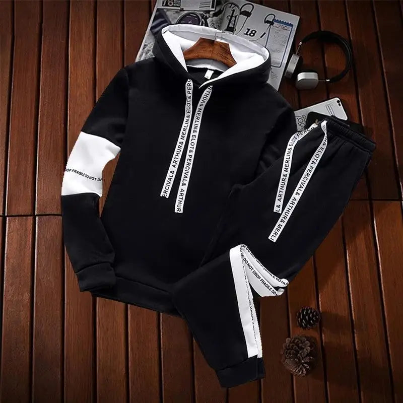 Men’s Winter Hoodie Tracksuit Set – Casual Pullover Sweatshirt & Jogger Pants for Streetwear & Sports Style Heaven