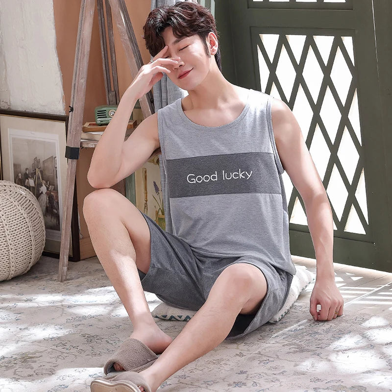 Men's Plus-Size Summer Pajama Set – Short Sleeve & Shorts Sleepwear Style Heaven