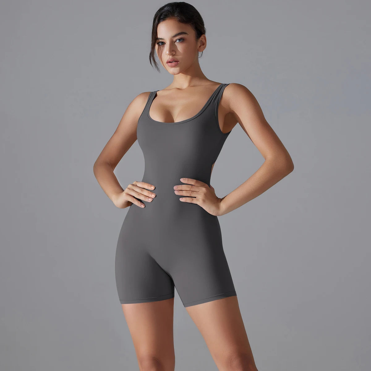 V-Back Scrunch Sports Jumpsuit – Sleeveless One-Piece Gym & Yoga Bodysuit for Women Style Heaven