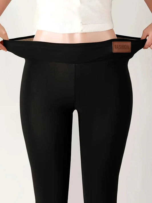 Women's High-Waisted Warm Commuter Leggings – Solid Color, Comfortable & Elastic Style Heaven