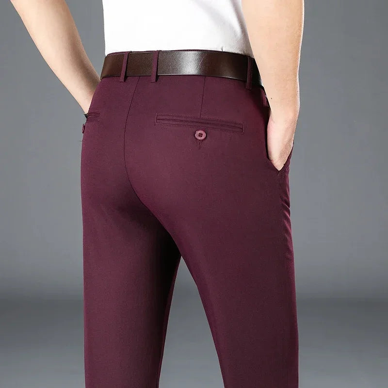 2024 Men's Business Casual Suit Pants – Elastic Straight-Leg Formal Trousers for Office & Events Style Heaven