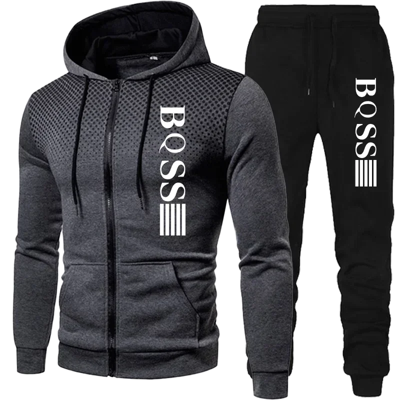 Men’s Spotted Sweatshirt Suit – Hoodie & Pants | Winter Two-Piece Fashion Tracksuit Style Heaven
