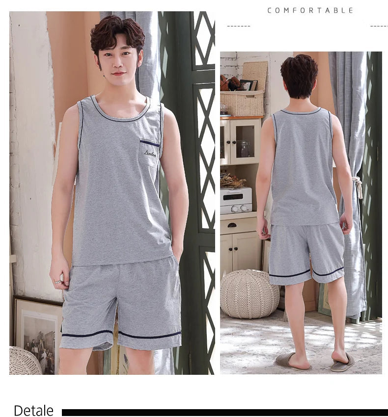 Men's Plus-Size Summer Pajama Set – Short Sleeve & Shorts Sleepwear Style Heaven