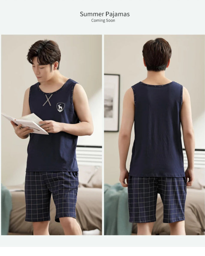 Men's Plus-Size Summer Pajama Set – Short Sleeve & Shorts Sleepwear Style Heaven