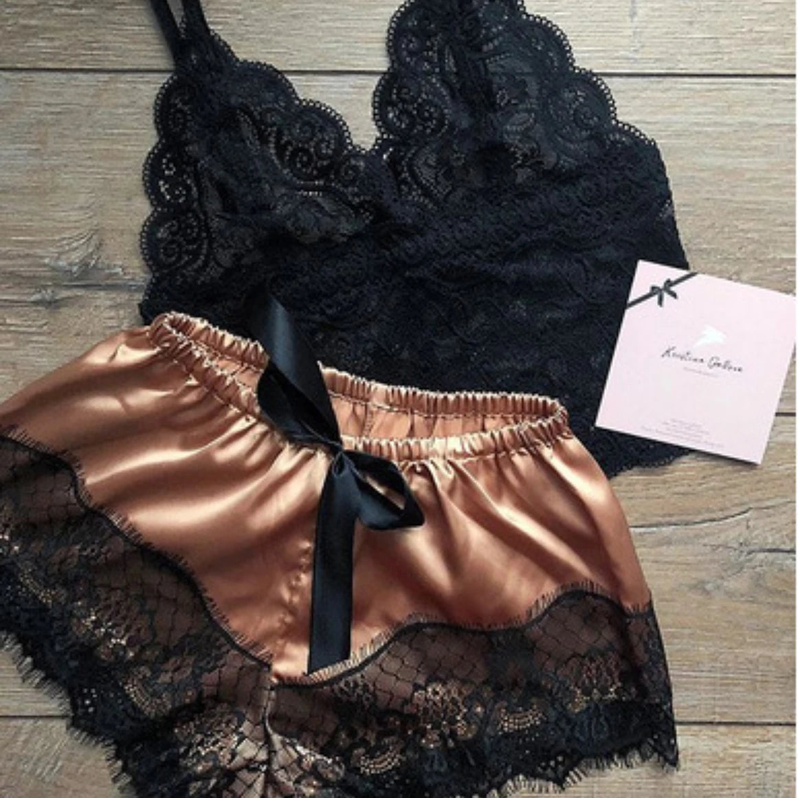 Sexy Lace Pajama Set – 2-Piece Camisole & Shorts Sleepwear for Women Style Heaven