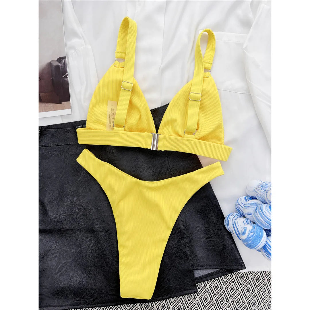 Sexy High Leg Cut Ribbed Bikini – Padded Two-Piece Swimsuit for Women – Chic Bathing Suit for Pool & Beach Style Heaven