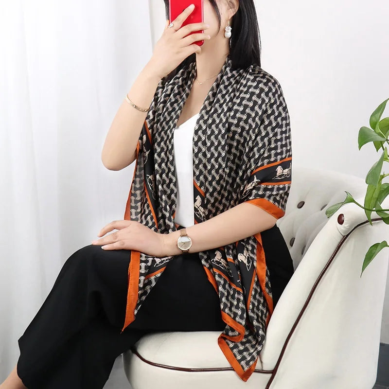 Large Imitation Silk Travel Scarf | 110x110cm Beach Sarong Wrap | Bikini Cover-Up for Women - Style Heaven