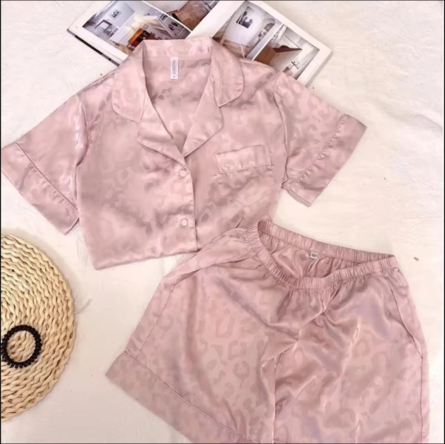 Elegant Satin Striped Pajama Set – Plus Size Button-Up Lounge Wear Style Heaven