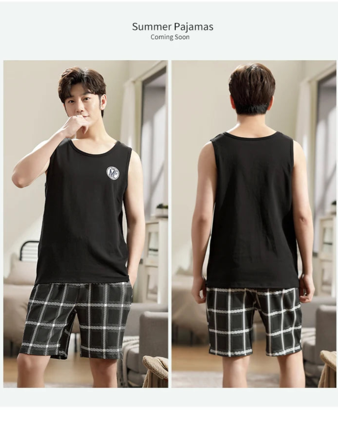 Men's Plus-Size Summer Pajama Set – Short Sleeve & Shorts Sleepwear Style Heaven