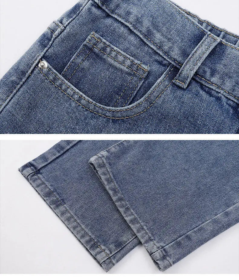 2025 New Korean Men's Wide-Leg Denim Jeans – Classic Straight-Leg Casual Pants Style Heaven