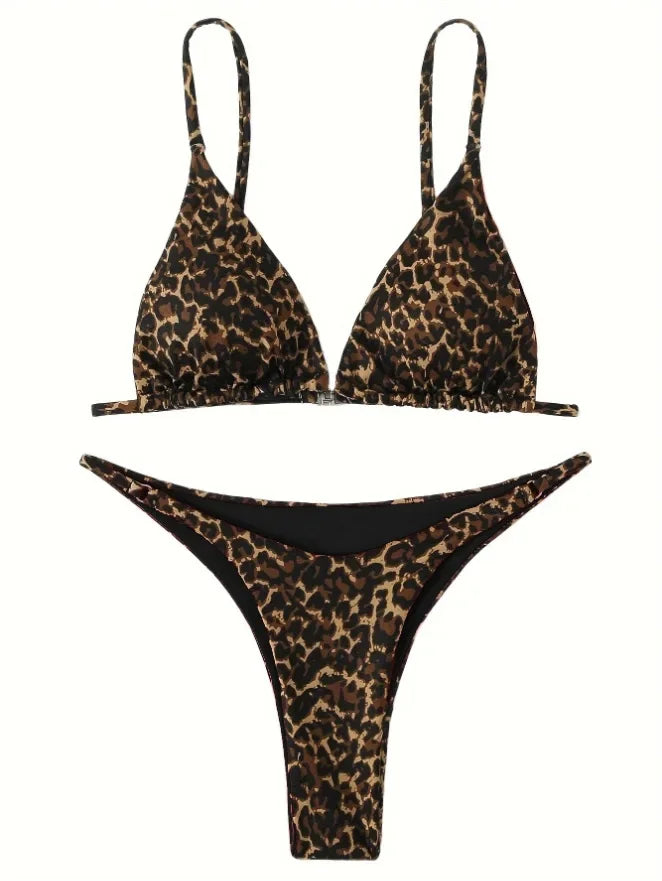 2024 Micro Leopard Bikini – High Cut Bandage Push-Up Swimsuit, Sexy Thong Swimwear for Beach Vacation Style Heaven