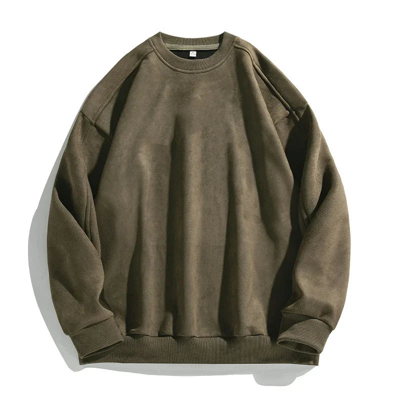 Men’s Purple Suede Sweatshirt – Baggy O-Neck Casual Long Sleeve Top for Autumn & Winter 2025 - Style Heaven