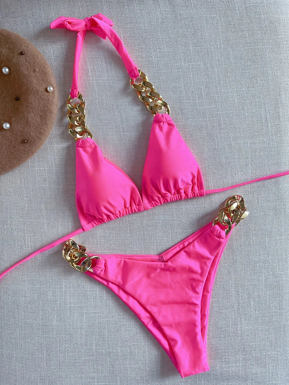 2023 Brazilian Triangle Bikini Set – Sexy Halter Push-Up Swimsuit Style Heaven