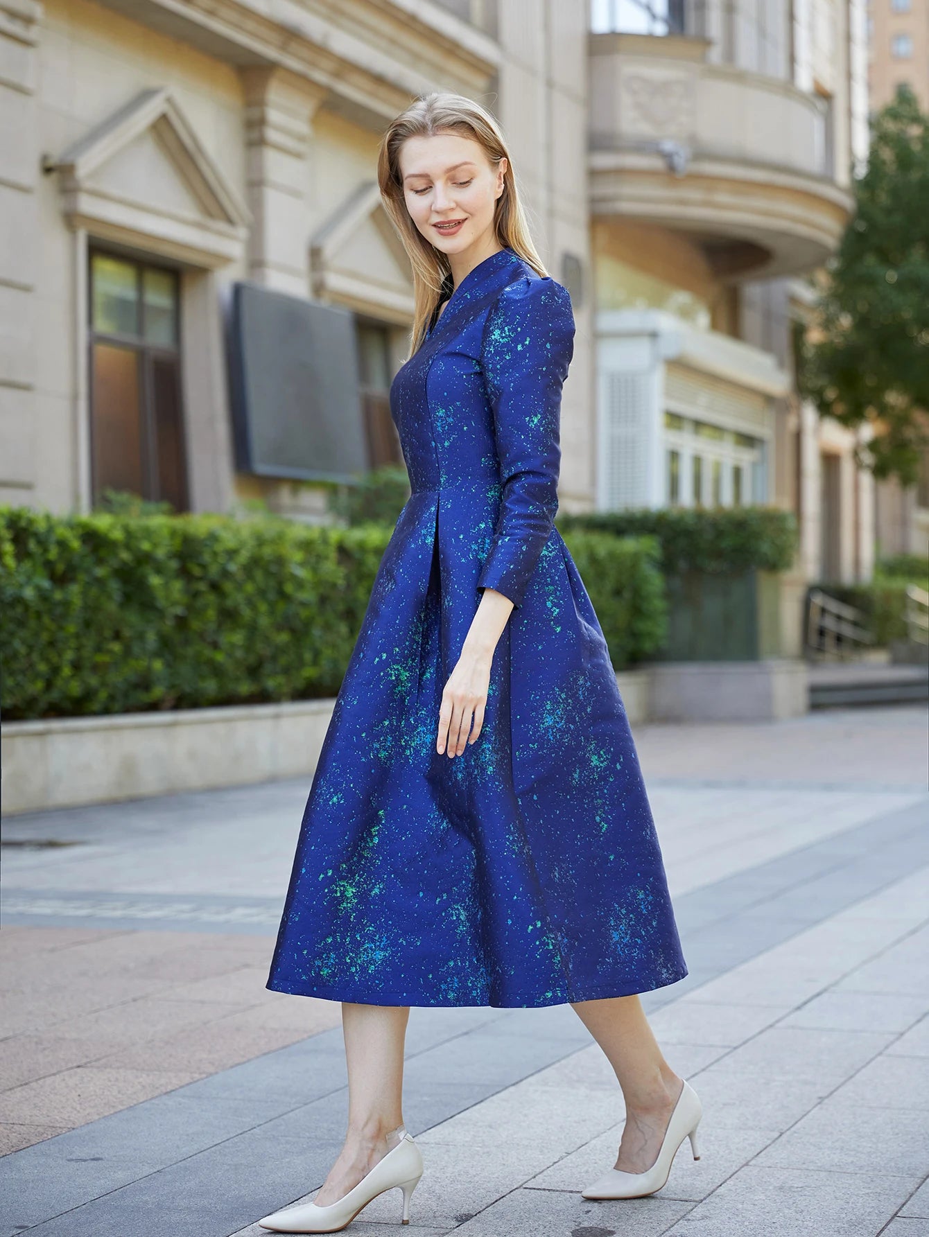 Elegant Women Jacquard Long Maxi Dress – Fashion Floral Party Gown for Fall & Winter Events Style Heaven