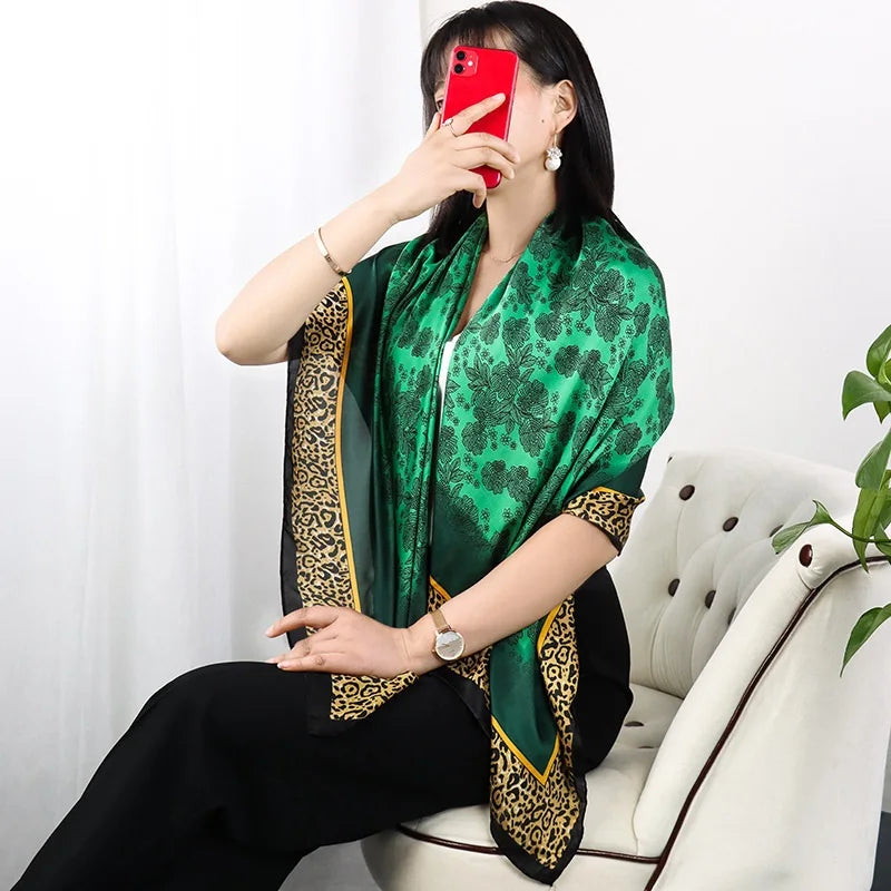Large Imitation Silk Travel Scarf | 110x110cm Beach Sarong Wrap | Bikini Cover-Up for Women - Style Heaven