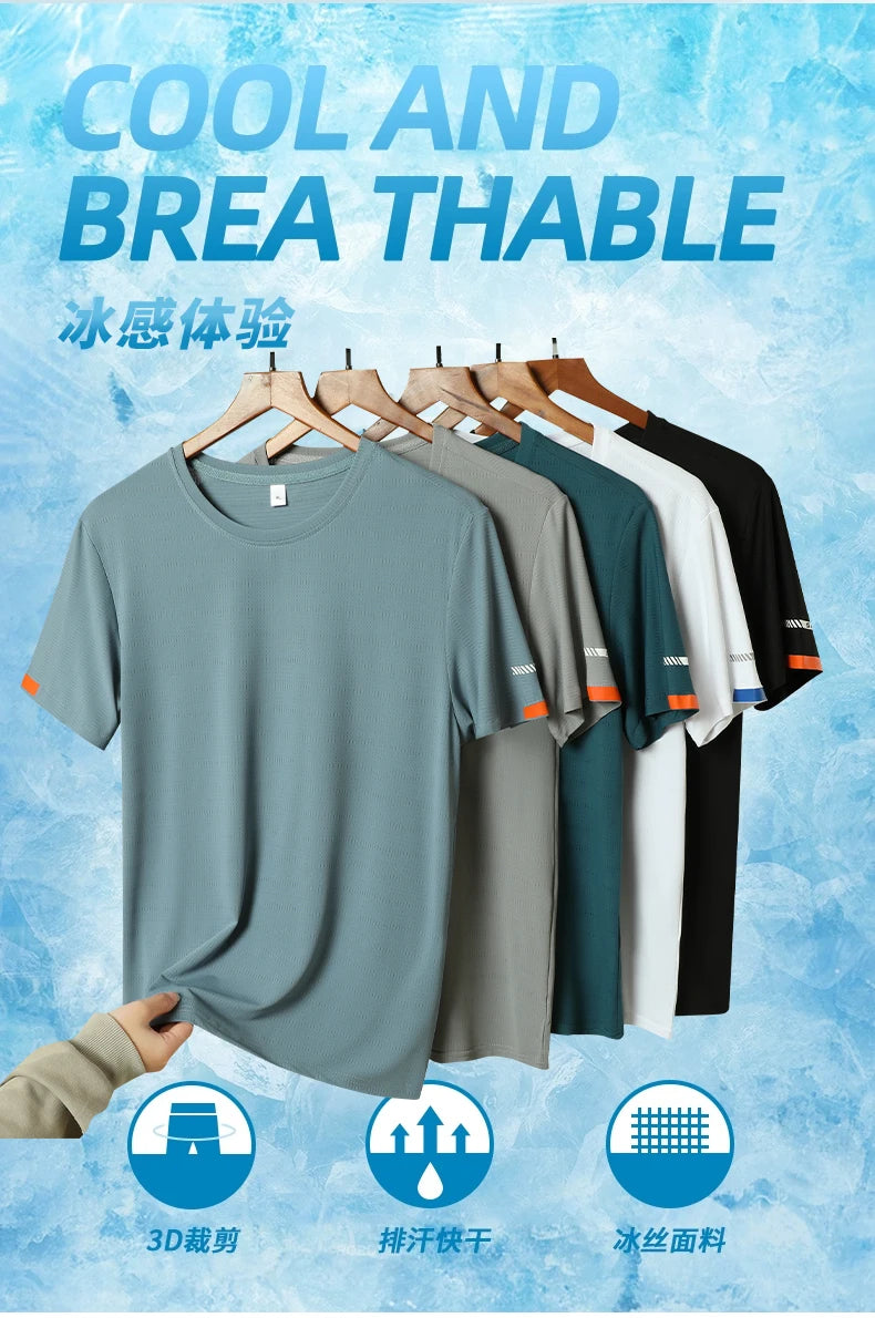 Men’s Summer Ice Silk Quick-Dry T-Shirt – Lightweight & Breathable Fitness Tee - Style Heaven