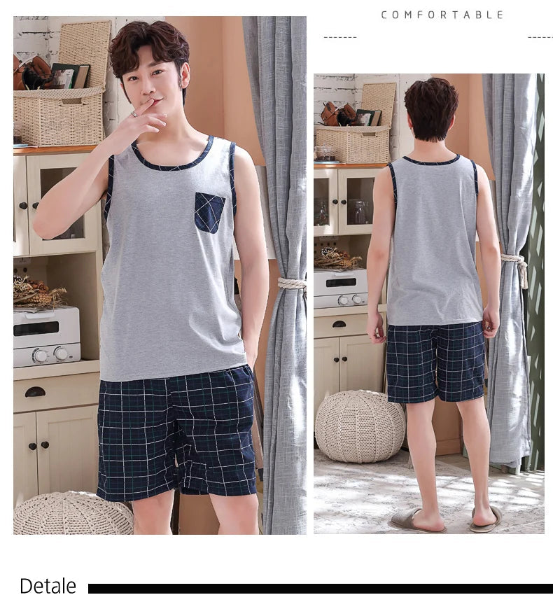 Men's Plus-Size Summer Pajama Set – Short Sleeve & Shorts Sleepwear Style Heaven
