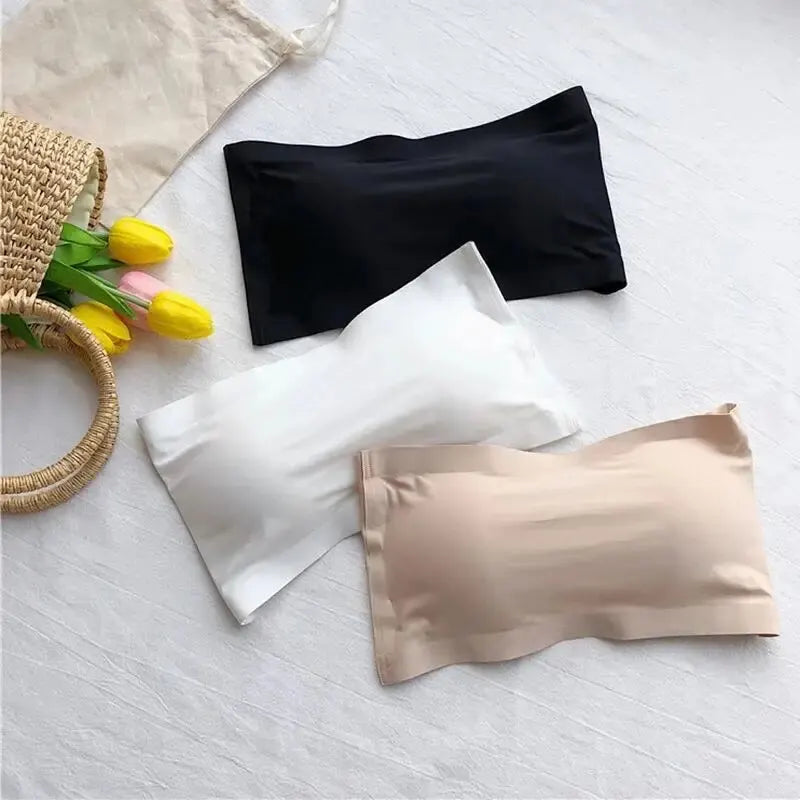 Seamless One-Piece Tube Top – Women's Strapless Bandeau Bra with Removable Pads, Basic Black/White/Nude Lingerie Style Heaven