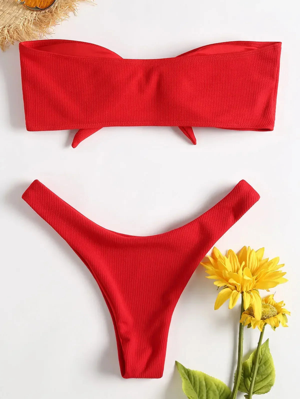 Women’s Sexy Tube Top Bow Split Bikini Swimsuit – Stylish Swimwear with High-Waisted Bottoms Style Heaven