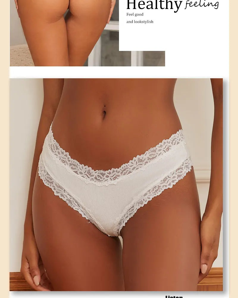 5-Pack Lace Seamless Cotton Panties – Ribbed Brazilian Style | S–XL Style Heaven