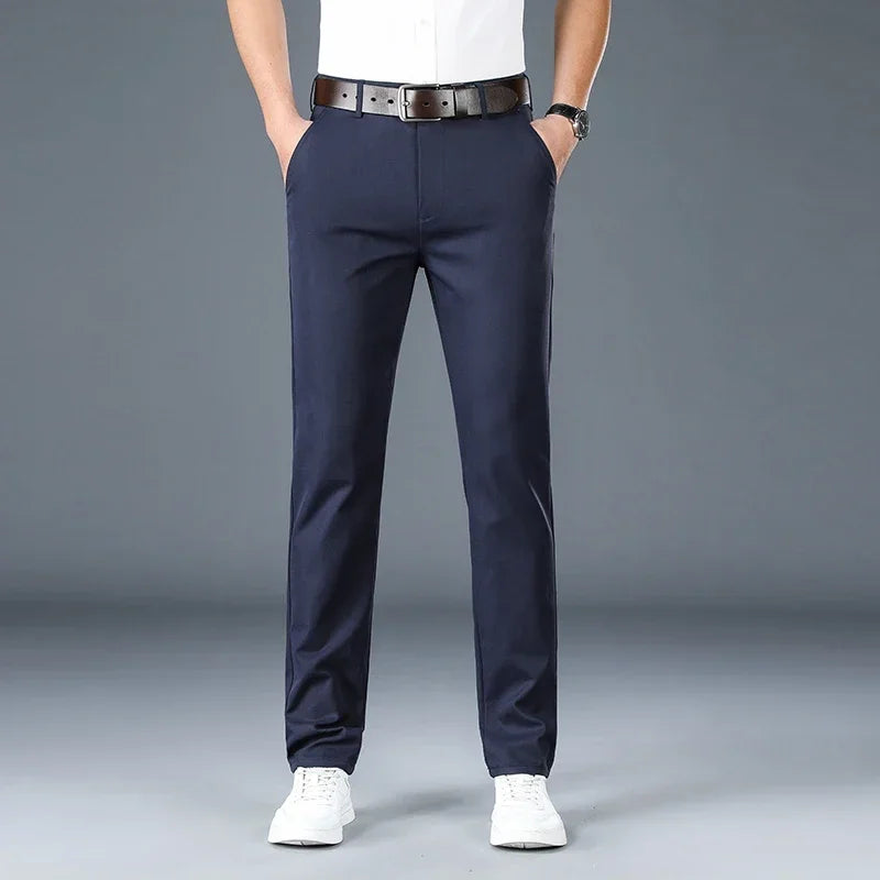 2024 Men's Business Casual Suit Pants – Elastic Straight-Leg Formal Trousers for Office & Events Style Heaven