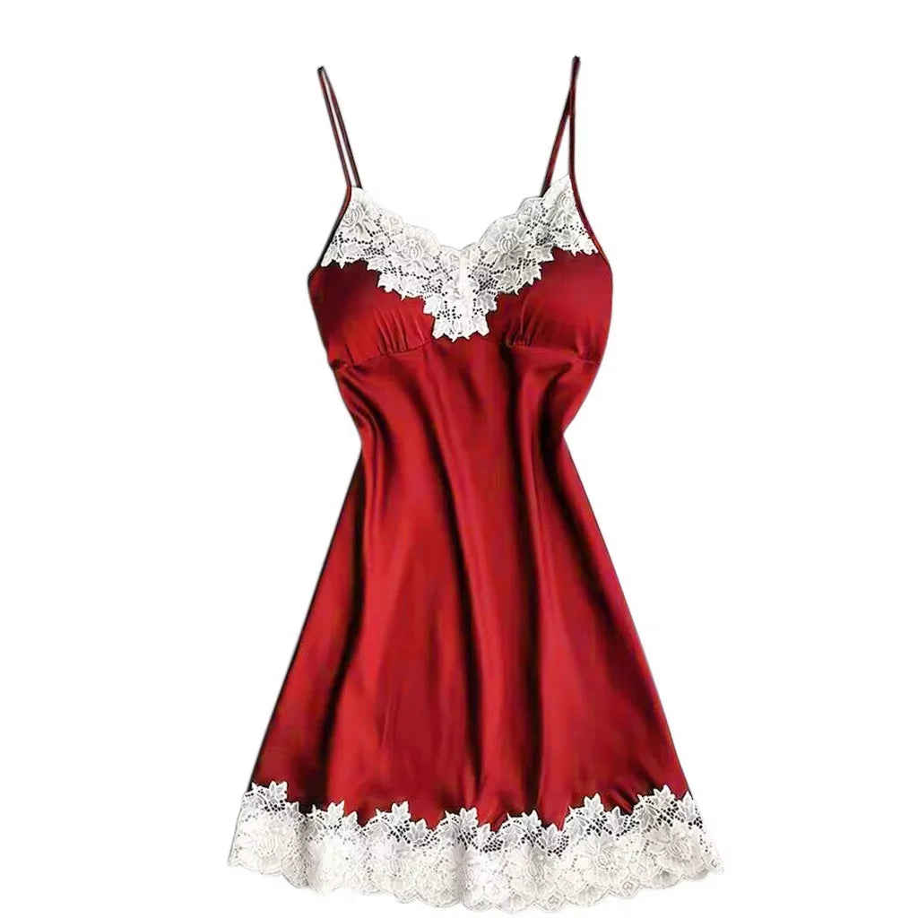 Women's Heart & Letter Print Nightdress – Sexy Lettuce Trim Slip Sleepwear Style Heaven
