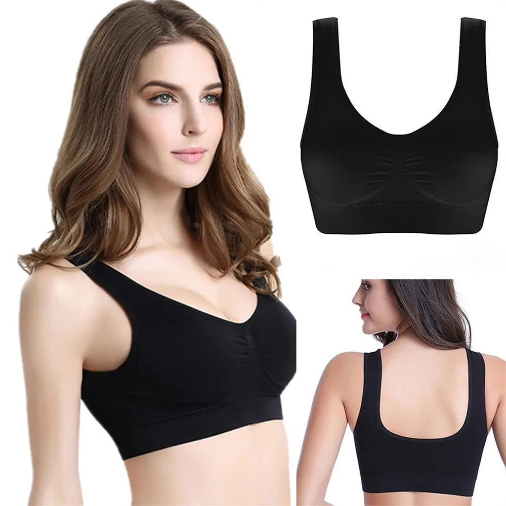 Seamless Camisole Sports Bra – XXL & 3XL | Black Crop Top for Fitness & Yoga Style Heaven