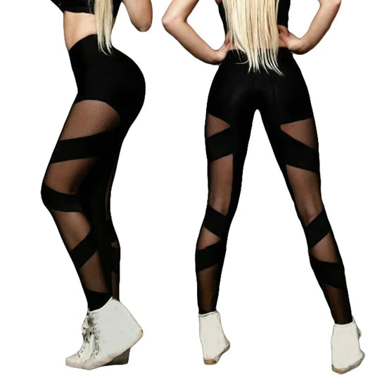 High Waist Mesh Stitching Yoga Leggings – Sexy See-Through Sports & Dance Pants for Women Style Heaven
