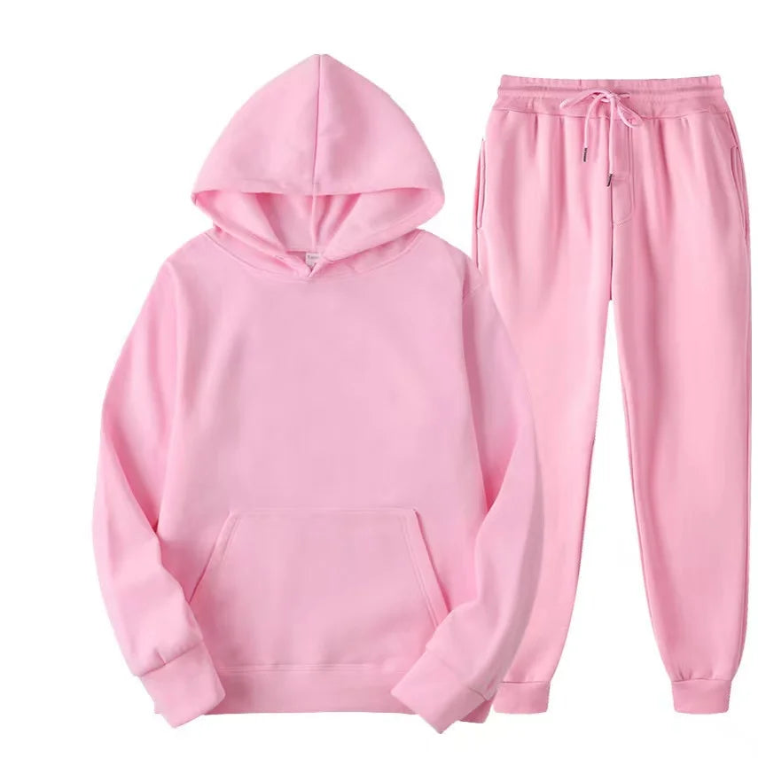 Unisex Casual Tracksuit Set – Hoodie & Sweatpants 2-Piece Warm Jogging Suit Style Heaven