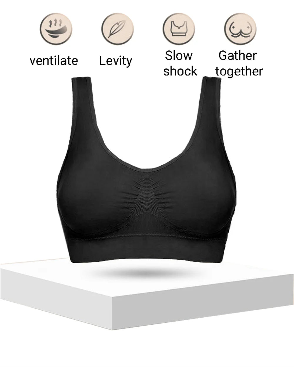 Seamless Camisole Sports Bra – XXL & 3XL | Black Crop Top for Fitness & Yoga Style Heaven